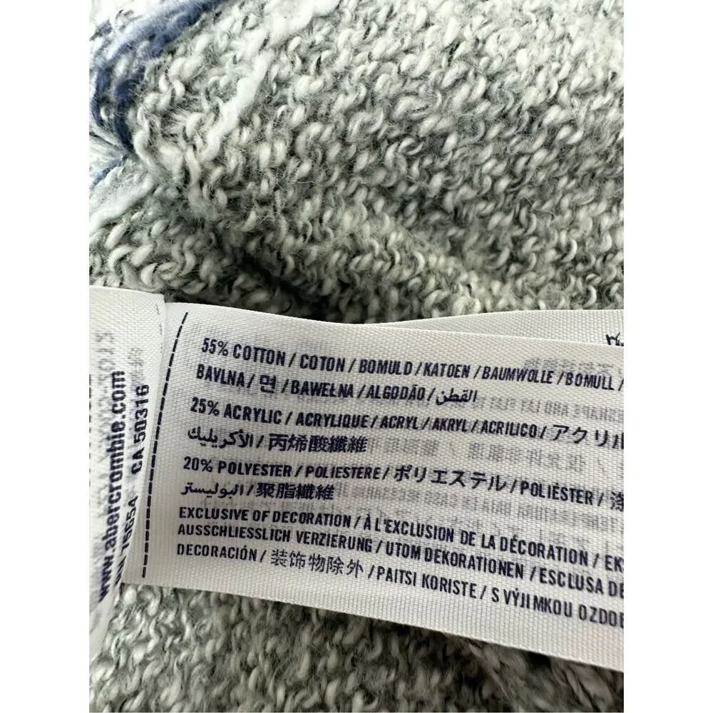 Abercrombie Kids Girls Sz L Blue/Grey/White Open Front Waterfall Cardigan Cotton